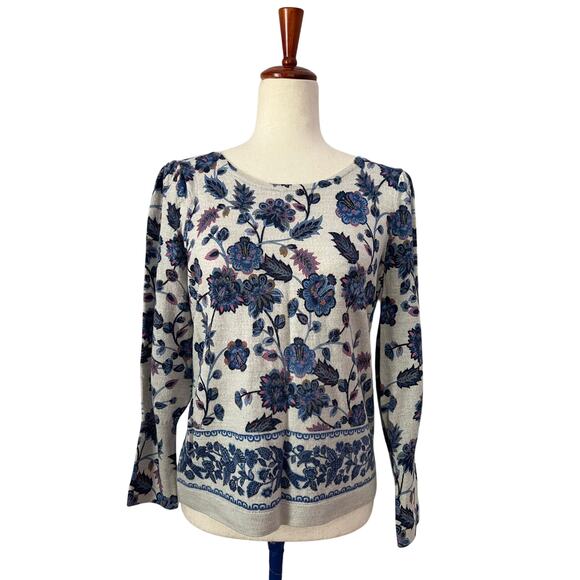 Talbots Pure Merino Wool Floral Sweater Size L - Picture 1 of 6